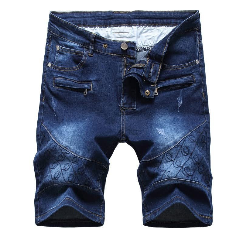 hhaappyy Mens Shorts Casual Ripped Distressed Denim Slim Fit Jean Shorts Summer Fashion Knee Length Short Jeans with Pockets