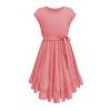7-12Y Retro Clothes Short Little Solid Ruffles Swing Rockabilly Sleeve Party Vintage Dress Girl (Pink, 11-12 Years) view 2