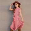 7-12Y Retro Clothes Short Little Solid Ruffles Swing Rockabilly Sleeve Party Vintage Dress Girl (Pink, 11-12 Years) view 4