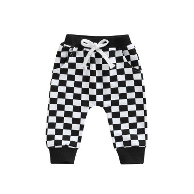 Newborn Toddler Baby Boy Pants Cotton Checkerboard Plaid Jogger Pants Elastic Waist Casual Pants Trousers 0-3T