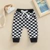 Newborn Toddler Baby Boy Pants Cotton Checkerboard Plaid Jogger Pants Elastic Waist Casual Pants Trousers 0-3T view 2