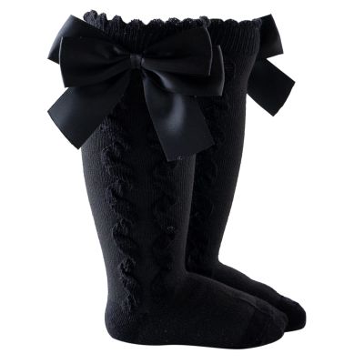 Stockings Princess Sock Baby Girls Socks Solid Kids Mid-Calf Length Knee-High Toddler Baby Care 20 (Black, 3-18 Months)