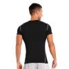 Manyakai Men's Rash Guard Short Sleeves UPF 50+ UV Sun Protection Quick Drying Compression Swim Shirts Black Small view 2