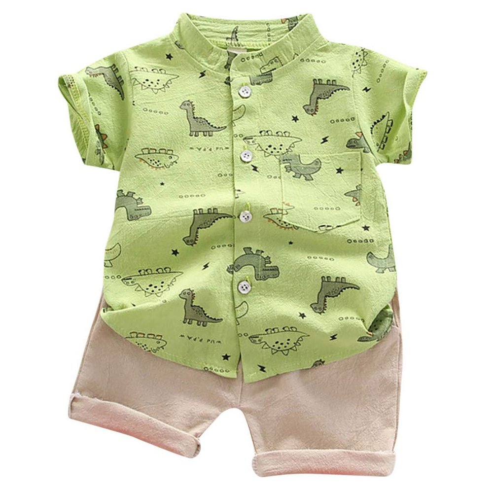 Toddler T-shirt Kids Dinosaur Baby Outfits Set Tops+Pants Boys Cartoon Boys Girls Sweat Suits (Green, 2-3 Years)