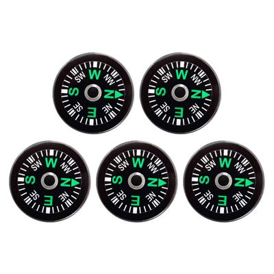 15mm Pocket Survival Button Compass Mini Backpacking Compass for Boating Camping Hiking 5PCS