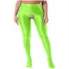 Daenrui Women Oil Silk Glossy Footed Opaque Pantyhose Hollow Out Tights Legging Stocking Lingerie Fluorescent Green Large view 1