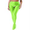 Daenrui Women Oil Silk Glossy Footed Opaque Pantyhose Hollow Out Tights Legging Stocking Lingerie Fluorescent Green Large view 2