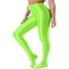 Daenrui Women Oil Silk Glossy Footed Opaque Pantyhose Hollow Out Tights Legging Stocking Lingerie Fluorescent Green Large view 4