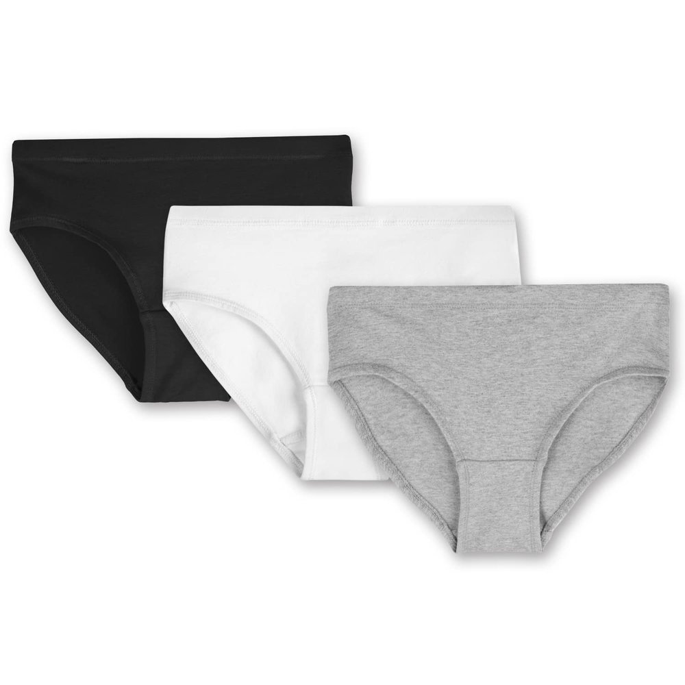 Mightly Tween & Teen Girls' Hipster Bikini Undies | Organic Cotton, Soft & Fresh Panties for Kids and Teens, Fair Trade Certified 3-Pack Comfortable Underwear Set, Black, White & Gray, XX-Large