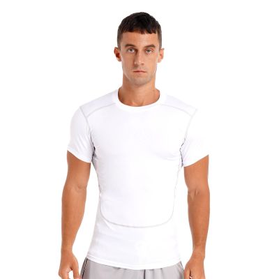 Manyakai Men's Rash Guard Short Sleeves UPF 50+ UV Sun Protection Quick Drying Compression Swim Shirts White Small