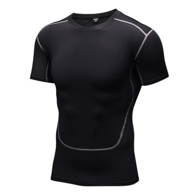 Loloda Men's Short Sleeve Muscle Swim Shirt Quick Dry UPF 50+ Sun Protection Rash Guard Swimwear Black Small