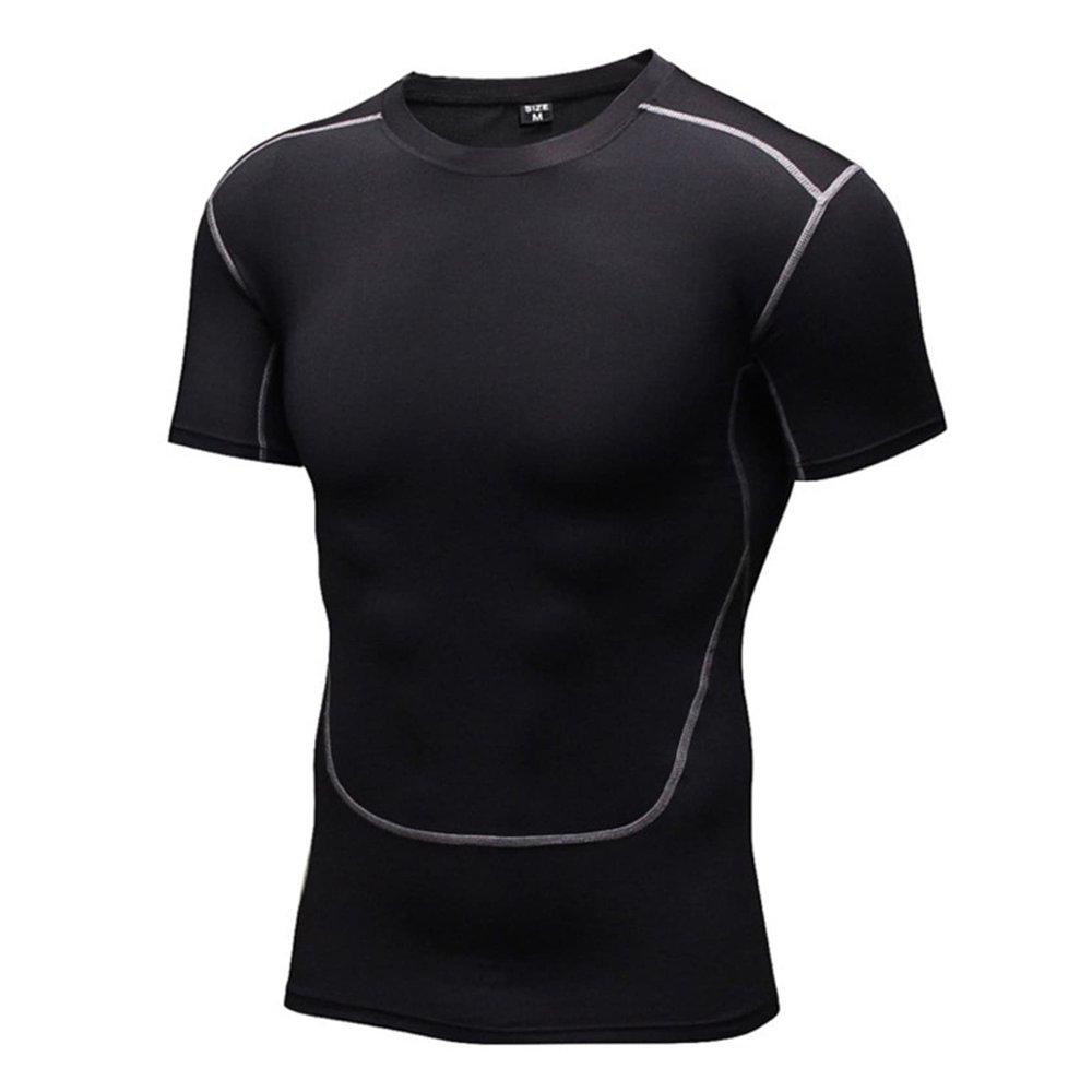 Loloda Men's Short Sleeve Muscle Swim Shirt Quick Dry UPF 50+ Sun Protection Rash Guard Swimwear Black Small