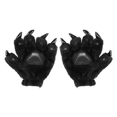 Halloween Costume Claws Animal Paw Gloves Dinosaur Bear Wolf Hands Party Cosplay Props Winter Cute Warm Gloves Black