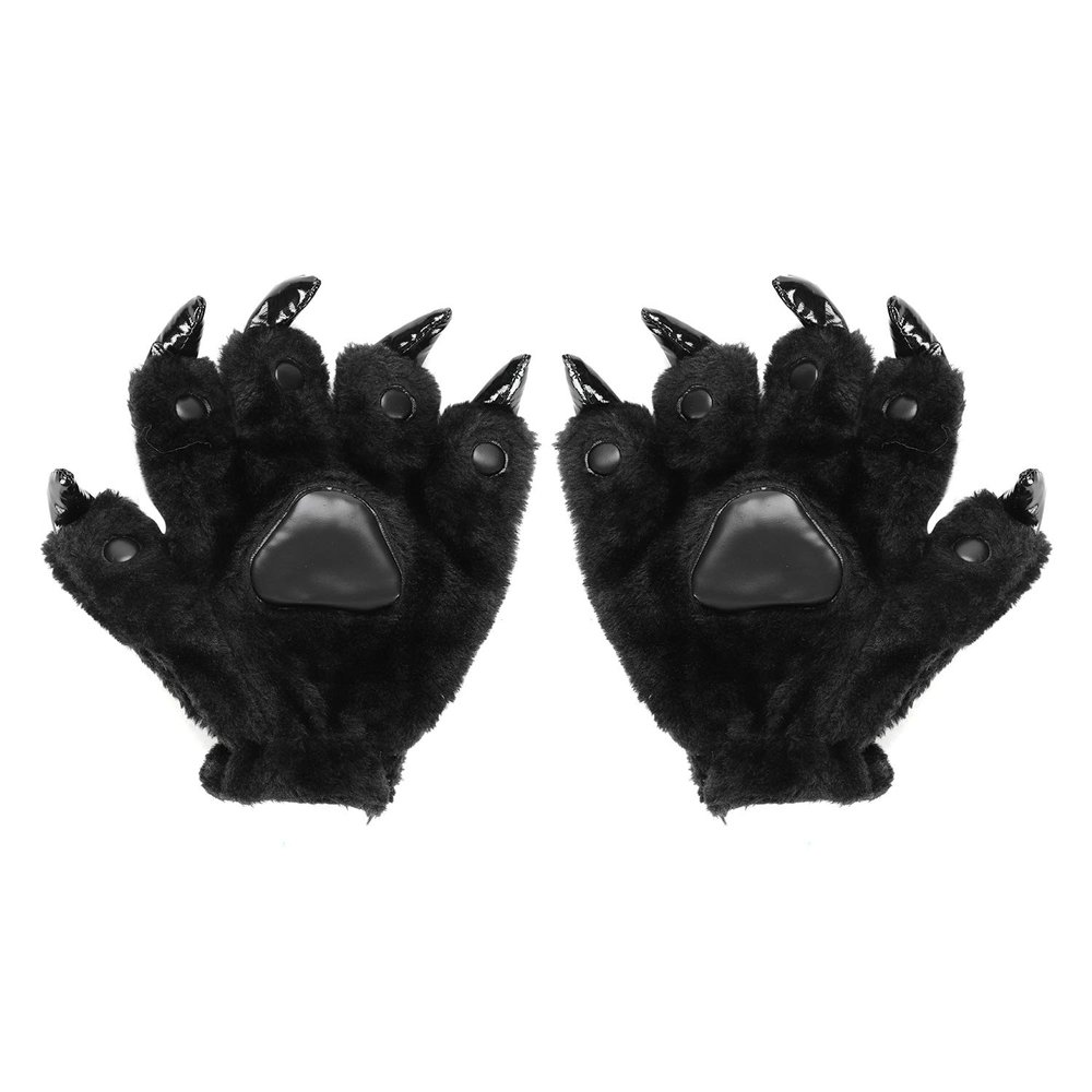 Halloween Costume Claws Animal Paw Gloves Dinosaur Bear Wolf Hands Party Cosplay Props Winter Cute Warm Gloves Black