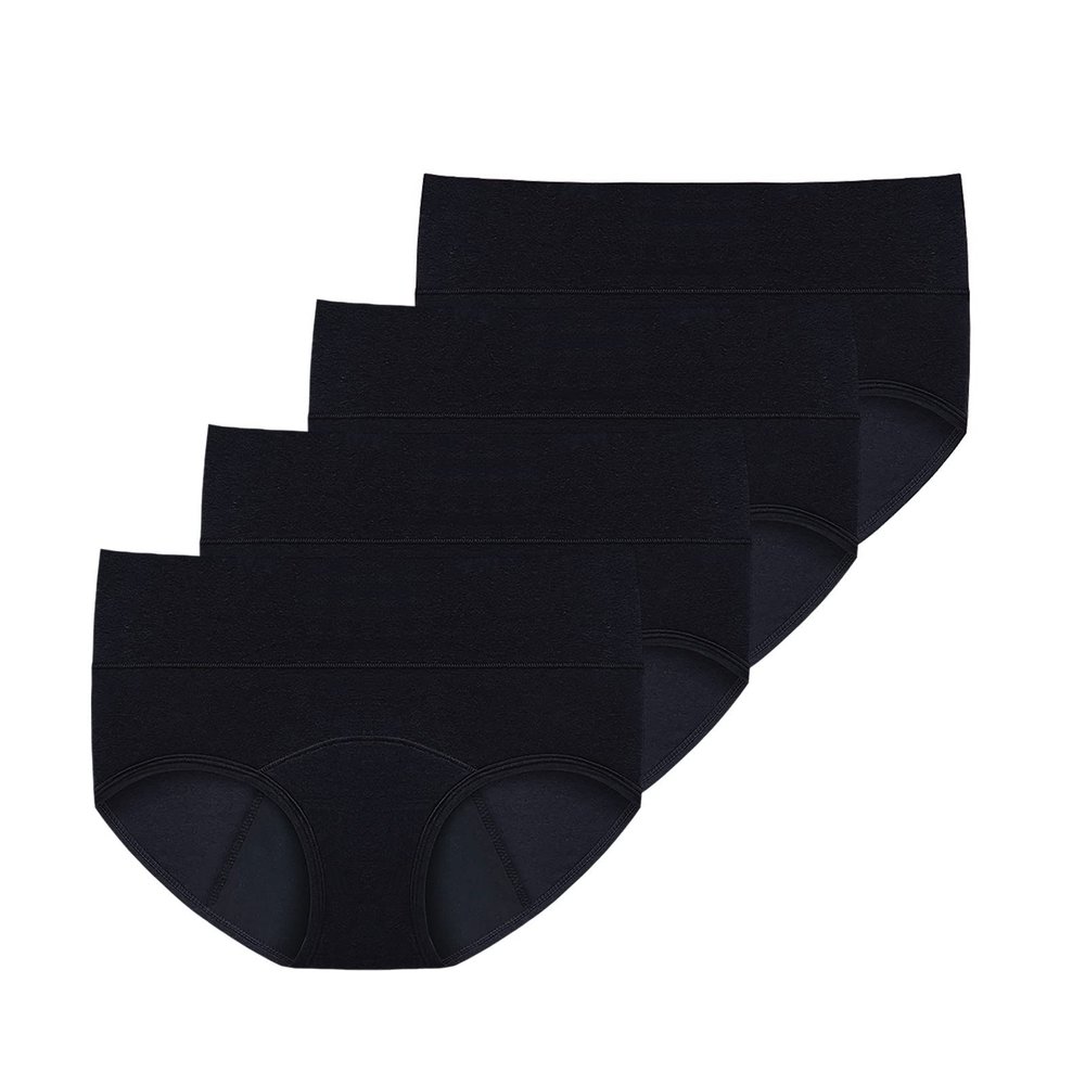 4 Pieces High Waist Leakproof Underwear for Women Plus Size Panties Leak Proof Period Swimwear for Teens (Black, S)