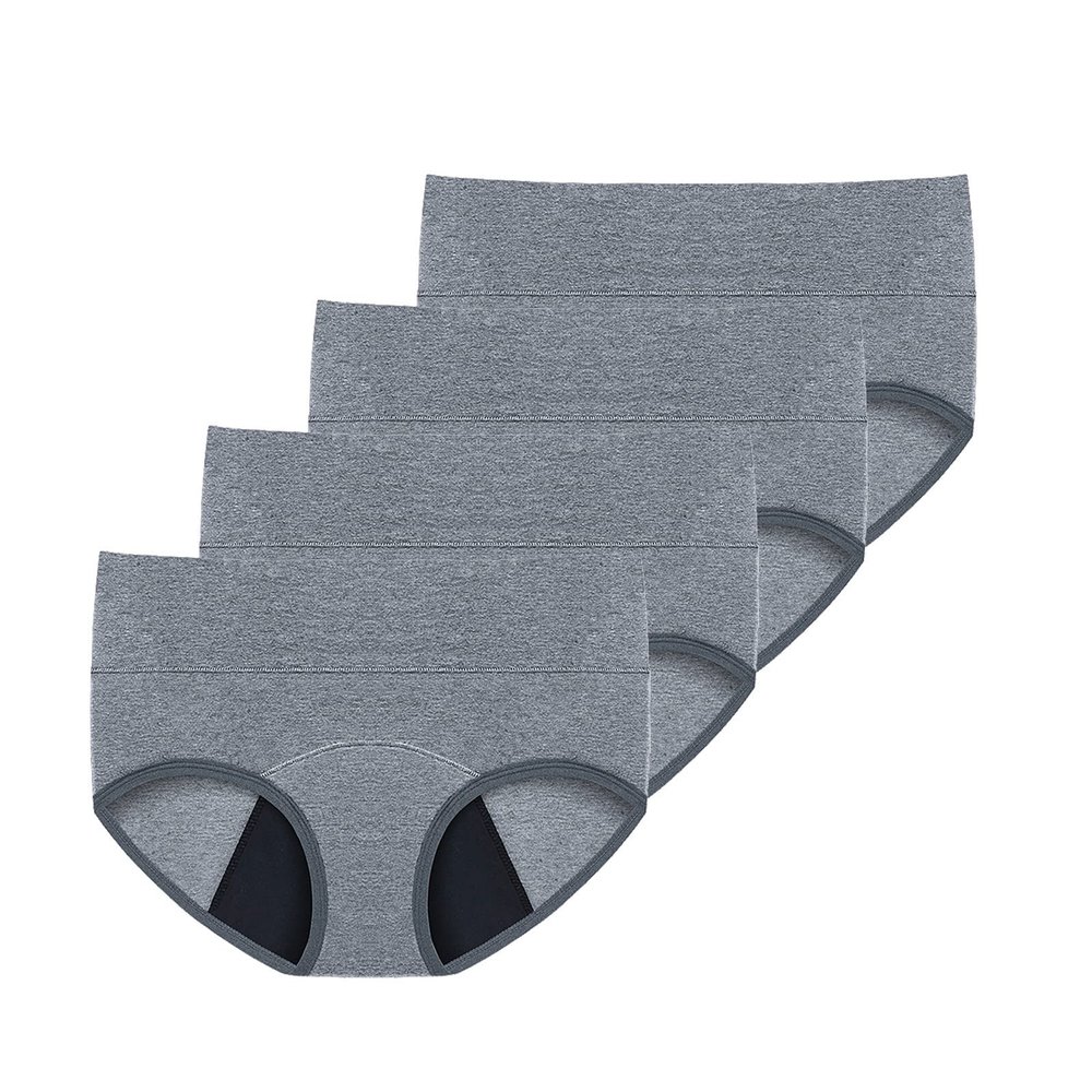 4 Pieces High Waist Leakproof Underwear for Women Plus Size Panties Leak Proof Period Swimwear for Teens (Grey, M)