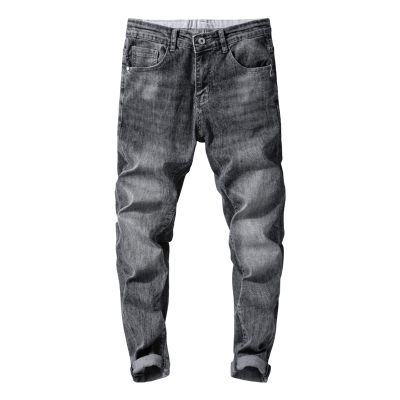 Men's Skinny Slim Fit Stretch Jeans Stylish Washed Tapered Leg Denim Pants Classic Vintage Pencil Jean Trousers (Grey,38)