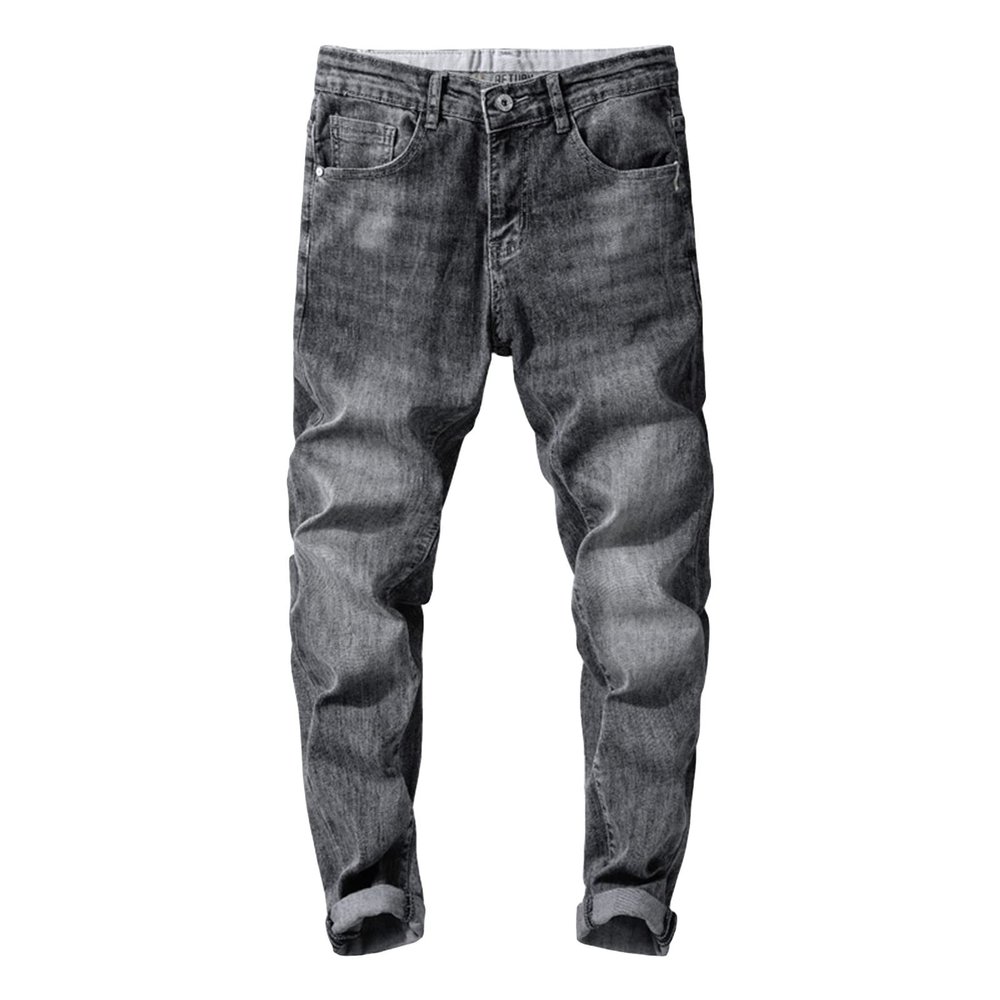 Men's Skinny Slim Fit Stretch Jeans Stylish Washed Tapered Leg Denim Pants Classic Vintage Pencil Jean Trousers (Grey,38)
