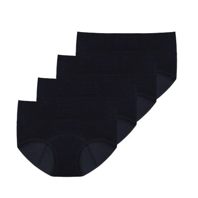 4 Pieces High Waist Leakproof Underwear for Women Plus Size Panties Leak Proof Period Swimwear for Teens (Black, XS)