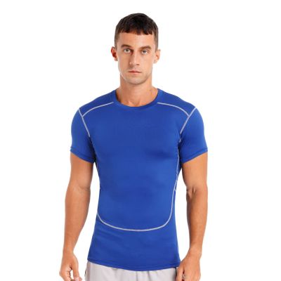 HULIJA Mans Short Sleeve Rash Guard Shirts Swimwear Quick Drying Elastic Athletic Top Sportswear Blue Small