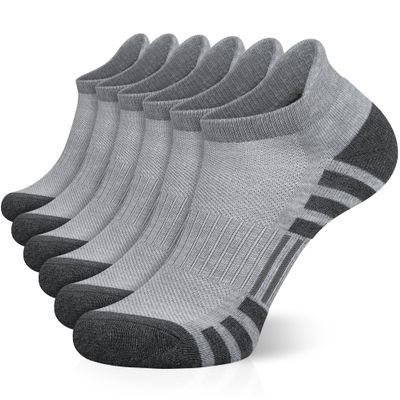 Airacker Ankle Athletic Running Socks Cushioned Breathable Low Cut Sports Tab Socks for Men and Women (6 Pairs)