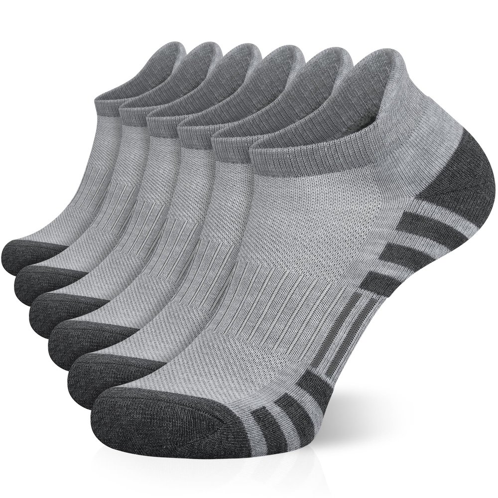 Airacker Ankle Athletic Running Socks Cushioned Breathable Low Cut Sports Tab Socks for Men and Women (6 Pairs)