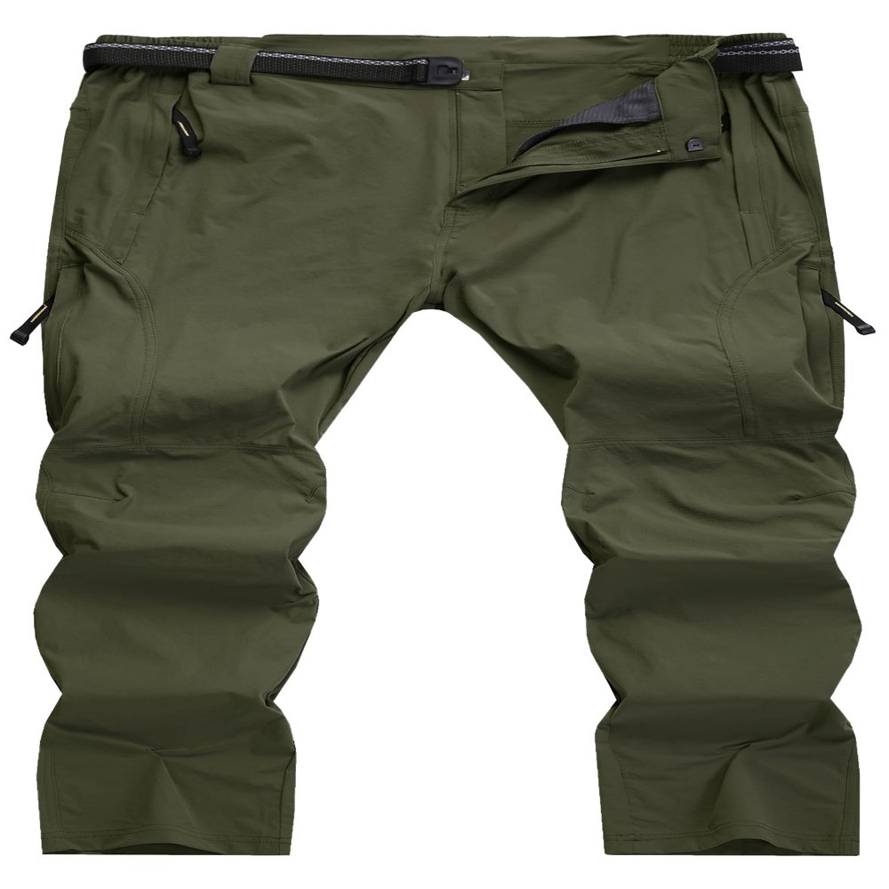 KELOIFUT Men's Hiking Cargo Pants Quick-Dry Outdoor Water Resistant Lightweight Mountain Breathable Zipper Pocket Work Pants K1 Army Green S