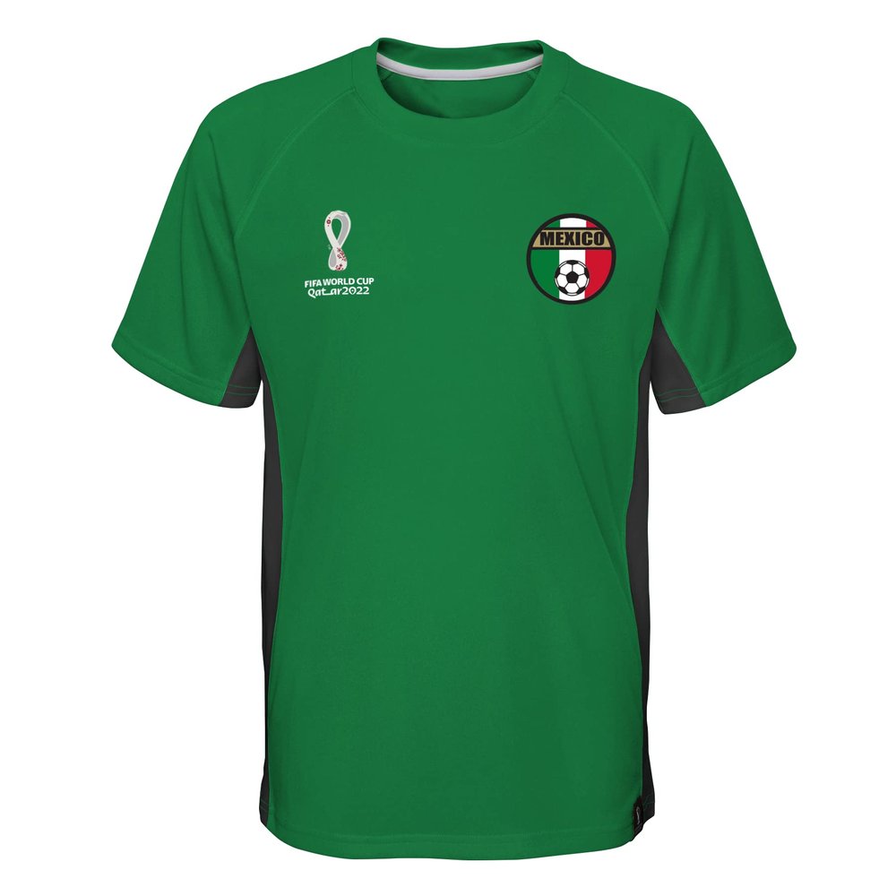 Outerstuff Youth & Kids FIFA World Cup Panelled Raglan Short Sleeve Top, Green, Kids Medium-5/6