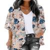 ChainJoy Summer Women Tops Business Casual Work Dressy Chiffon Floral Boho Beach Kimono Cardigans Lightweight Sheer 3/4 Sleeve (Beige, S) view 1