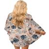 ChainJoy Summer Women Tops Business Casual Work Dressy Chiffon Floral Boho Beach Kimono Cardigans Lightweight Sheer 3/4 Sleeve (Beige, S) view 3