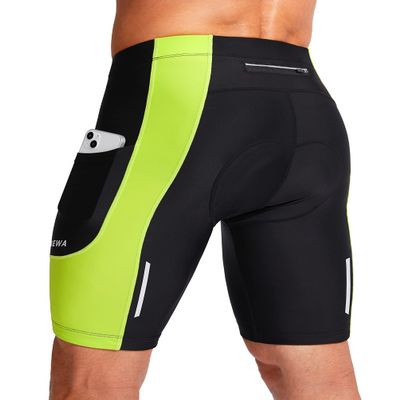 Bicycle Shorts for Men 3D Padded Bike Cycling Underwear Road Biking Biker Mountain Riding Cycle UPF 50+ Shorts Zipper Pockets?Black/Green Small