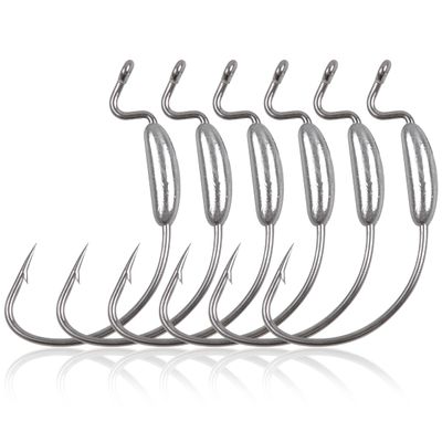 25pcs Offset Weighted Bass Worm Hooks for Soft Plastic Worm Lures Swimbait - 3.5g
