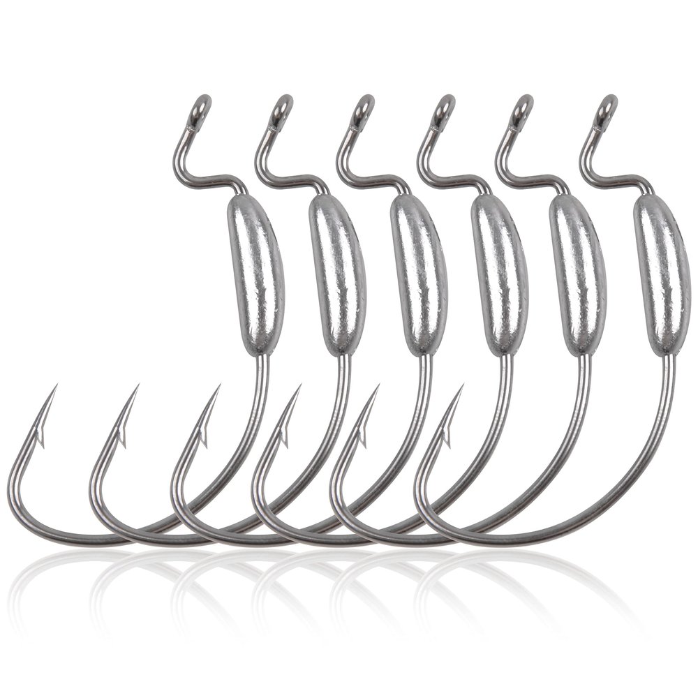25pcs Offset Weighted Bass Worm Hooks for Soft Plastic Worm Lures Swimbait - 3.5g