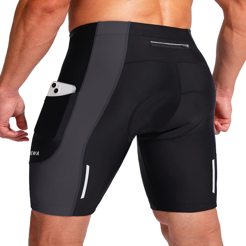 Bicycle Shorts for Men 3D Padded Bike Cycling Underwear Road Biking Biker Mountain Riding Cycle UPF 50+ Shorts Zipper Pockets?Black/Dark Grey Small