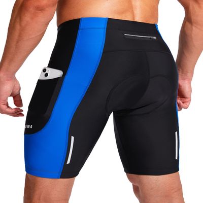 Bicycle Shorts for Men 3D Padded Bike Cycling Underwear Road Biking Biker Mountain Riding Cycle UPF 50+ Shorts Zipper Pockets?Black/Blue Small