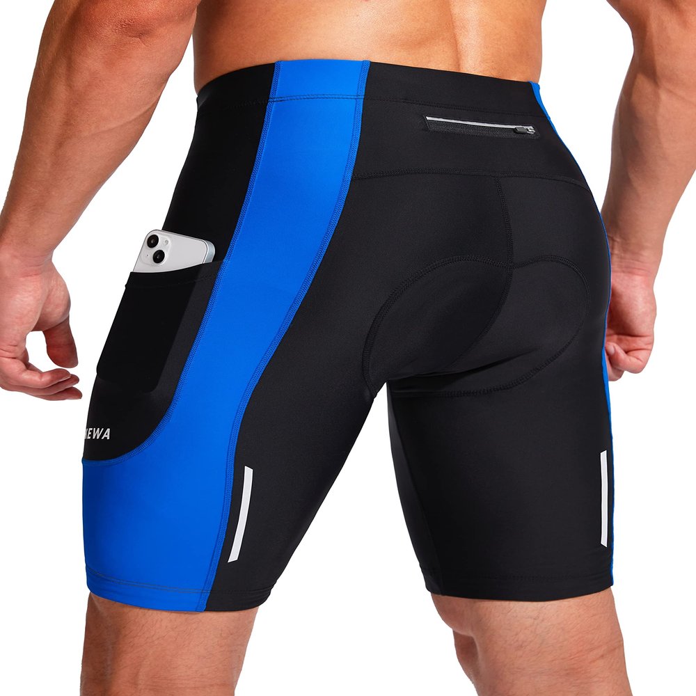 Bicycle Shorts for Men 3D Padded Bike Cycling Underwear Road Biking Biker Mountain Riding Cycle UPF 50+ Shorts Zipper Pockets?Black/Blue Small