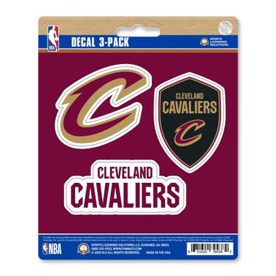 Cleveland Cavaliers Decal 3-pk 5 x 6.25 - 3 Various Logos / Wordmark