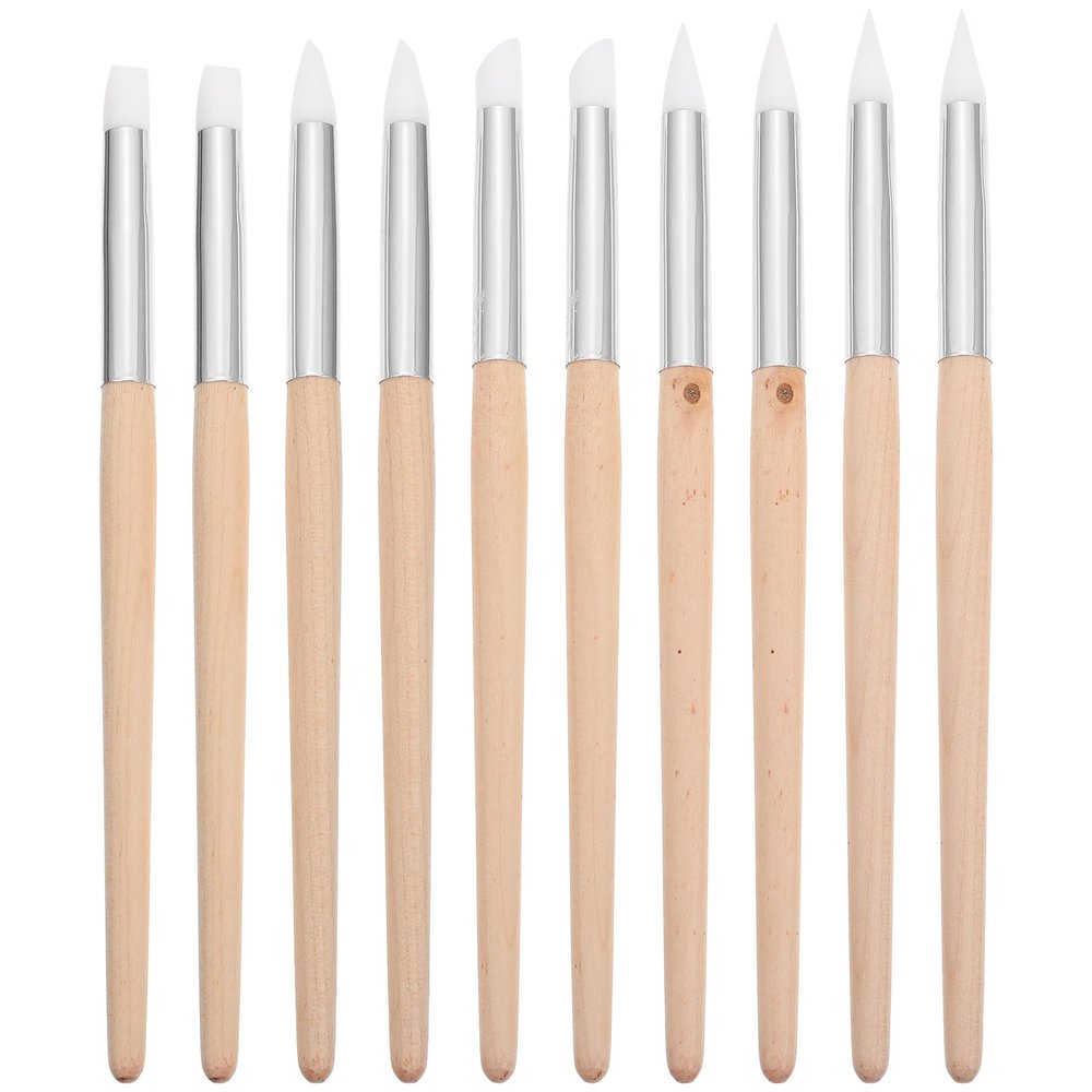 10PCS Watch Dial Cleaning Pen with Wooden Handles for Watch Movement Jewelry Cleaning - Various Shapes Head Prints Cleaner Stick- Portable Watches Dial Pens