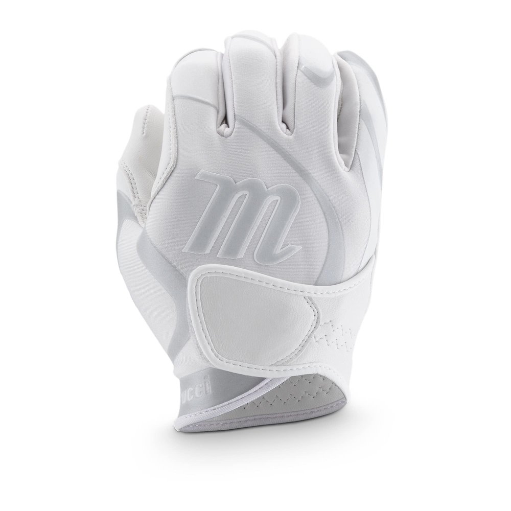 MARUCCI VERGE Fastpitch Batting Glove Adult, White/Silver, Adult Large