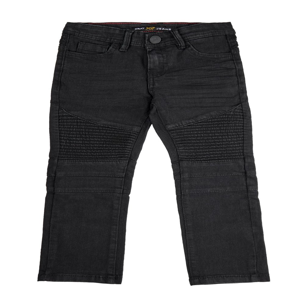 X RAY Boys Distressed Jeans (2T-16), Big Boy & Little Kids Stretch Slim Fit Pants, Ripped Denim Jeans for Boys, Black Wash - Moto Ripped, 10