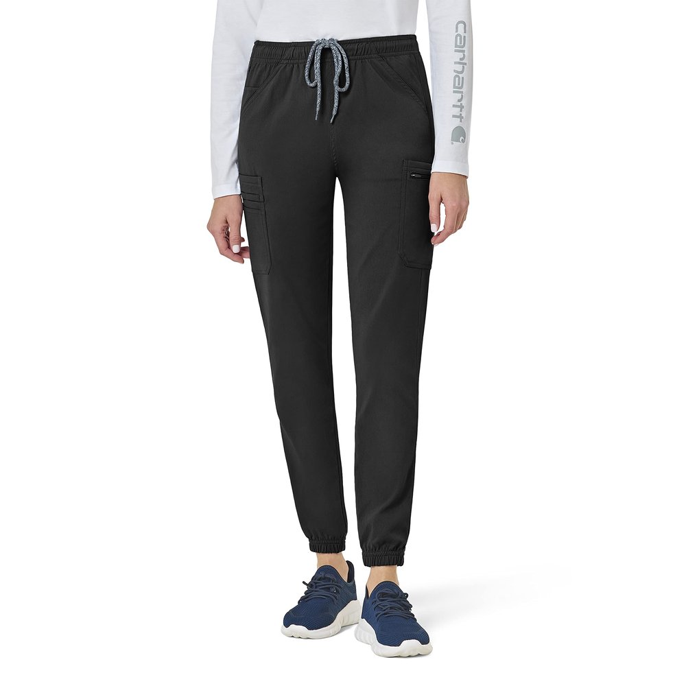 Carhartt Womens Women's Cargo Jogger Medical Scrubs Pants, Black, X-Small Petite US