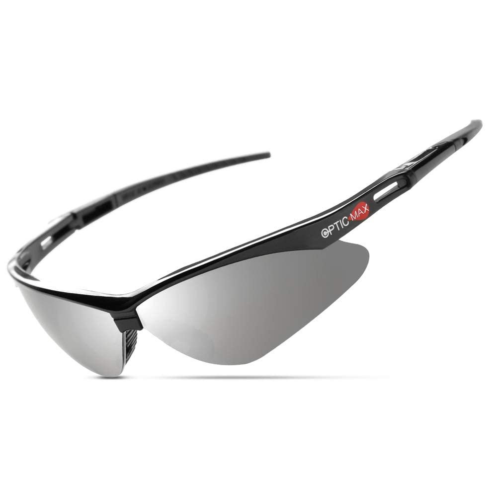 Glove Station Optic Max Safety Glasses for Men & Women, Anti-Fog & Scratch-Resistant Tactical Work Glasses  Eye Protection for Shooting, Flexible Frame, 1 Pair (Silver Mirrored)