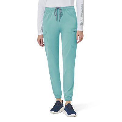 Carhartt Womens Women's Cargo Jogger Medical Scrubs Pants, Aqua Sea, 3X-Large Petite US