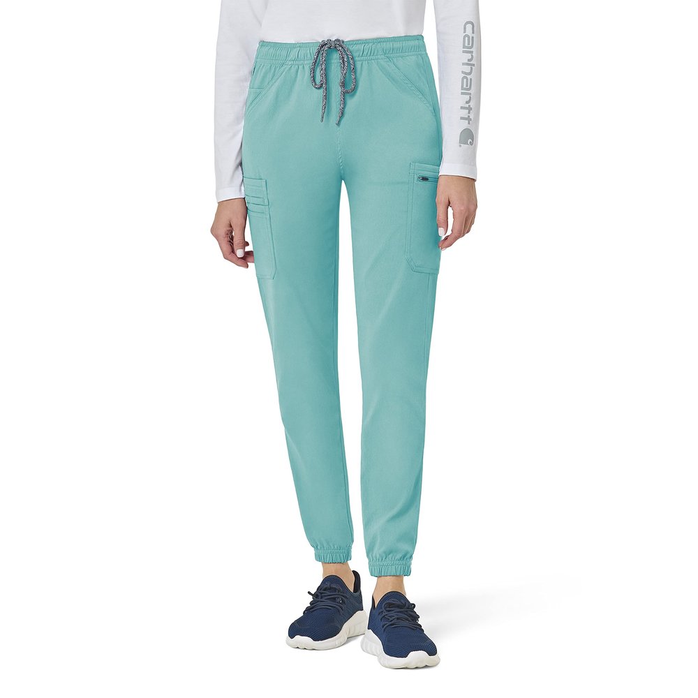 Carhartt Womens Women's Cargo Jogger Medical Scrubs Pants, Aqua Sea, 3X-Large Petite US