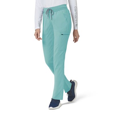 Carhartt Womens Women's Slim Leg Medical Scrubs Pants, Aqua Sea, 3X-Large Petite US