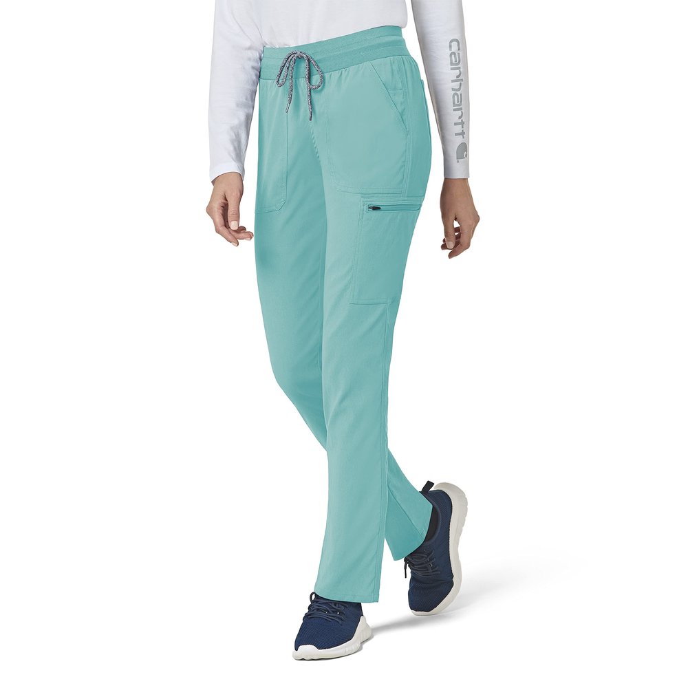 Carhartt Womens Women's Slim Leg Medical Scrubs Pants, Aqua Sea, 3X-Large Petite US