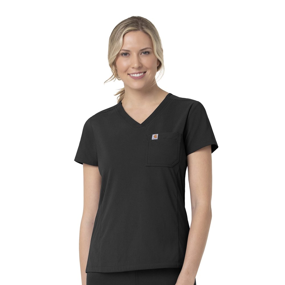 Carhartt Womens Women's Modern Fit Tuck-in Top Medical Scrubs Shirt, Black, 3X-Large US