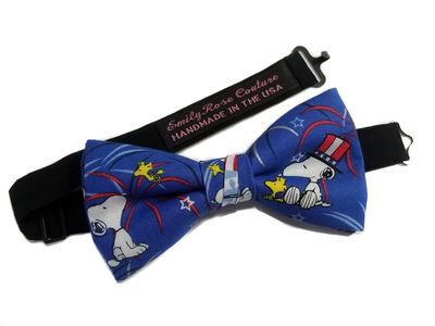 EmilyRose Couture Men's Special Characters Bow Ties Gamer Bow Ties Geek Bow Ties (Cotton, Patriotic Puppy/Large)