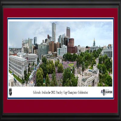 Colorado Avalanche Championship Rally - 44x18-inch Double Mat, Deluxe Framed NHL Picture by Blakeway Panoramas