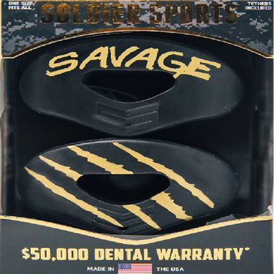 Savage Lip Protector MOUTHGUARD 2-Pack, One Size Fits All, Works with or Without Braces, Includes Tethers, Football, All Sports